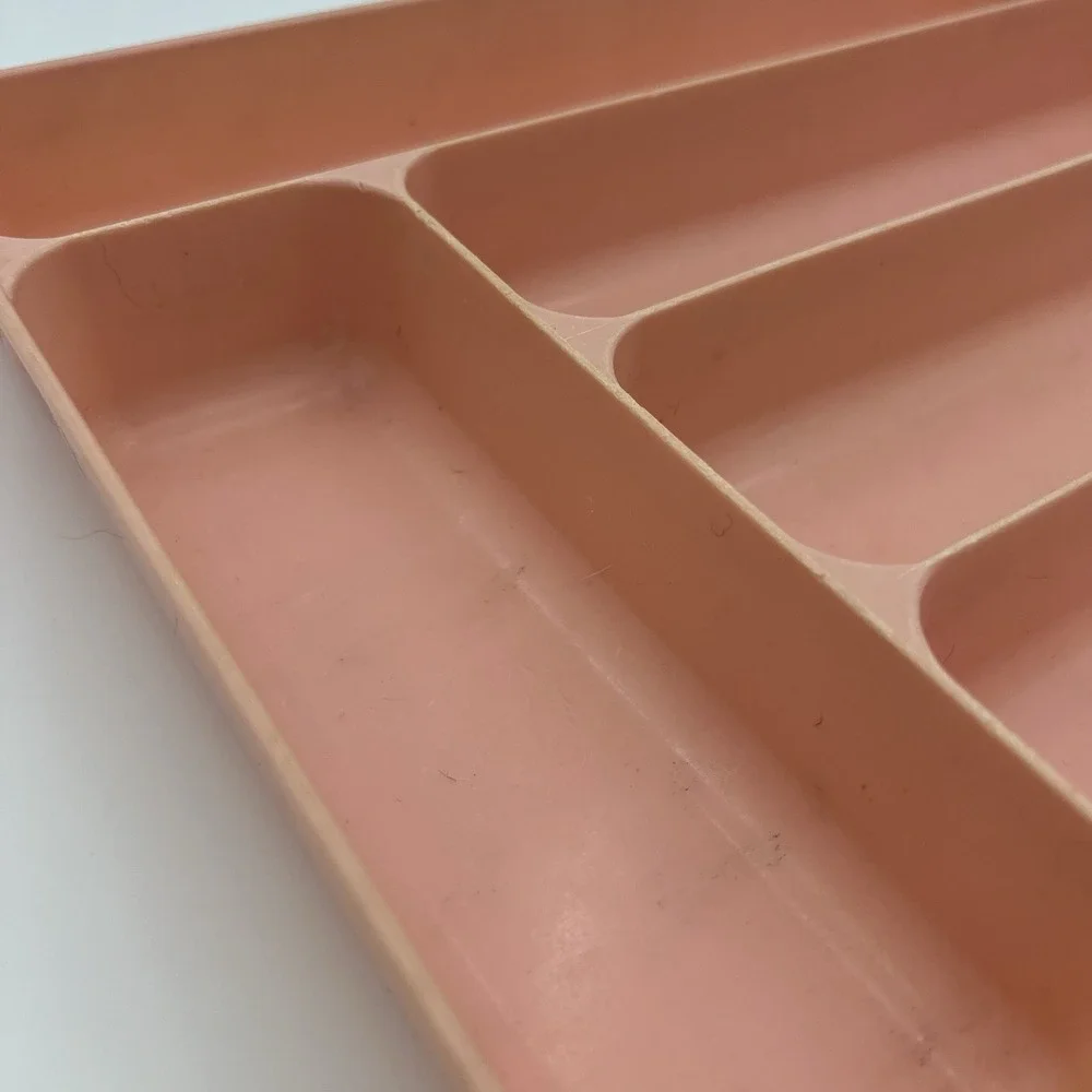 Vintage Lustro-ware Plastic Cutlery 5 drawer‎ Kitchen organizer dusty Pink Retro